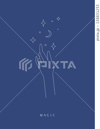 Hand drawn linear style logo/icon of hands. Abstract symbol for cosmetics and packaging or beauty products. 138831255