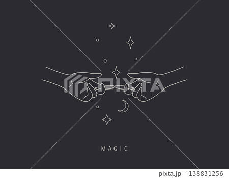Hand drawn linear style logo/icon of hands. Abstract symbol for cosmetics and packaging or beauty products. Hand drawn linear style logo/icon of hands. Abstract symbol for cosmetics and packaging or beauty products. 138831256