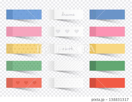 Illustration of a colored set of sticky notes. Flat design modern vector business concept. Illustration of a colored set of sticky notes. Flat design modern vector business concept. 138831317