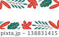 Autumn leaf border illustration with various seasonal foliage. Fall nature background for banner design, greeting card, invitation, flyer, poster. 138831415