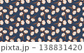 Floral seamless pattern with natural flat style cotton plant branches and flower on dark blue background. Abstract textile print. Vector illustration. 138831420