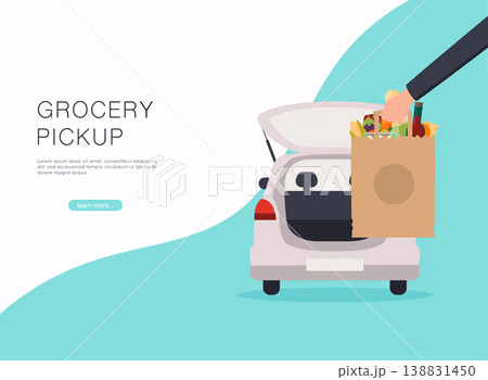 Order groceries online. Pick up point in food supermarket. Safe shopping. 138831450