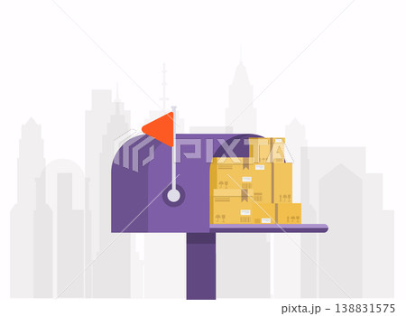 Mail box with carton delivery box. vector illustration in the flat style. Mail box with carton delivery box. vector illustration in the flat style. 138831575