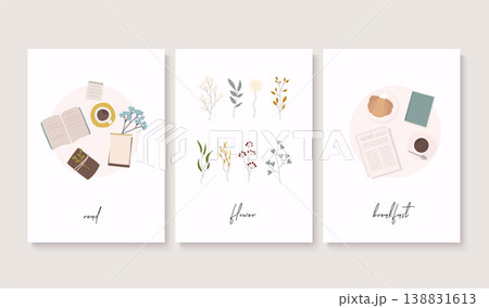 Banner with herbs, breakfast, paper sheet. Flat design modern vector illustration concept. 138831613