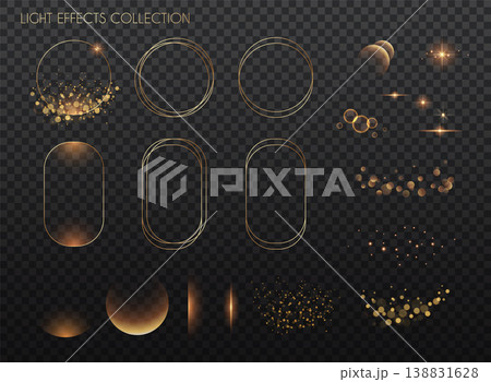 Retro frames and light effects collection. Copper lights effects. Sparkle and glitter. Vector illustration. 138831628