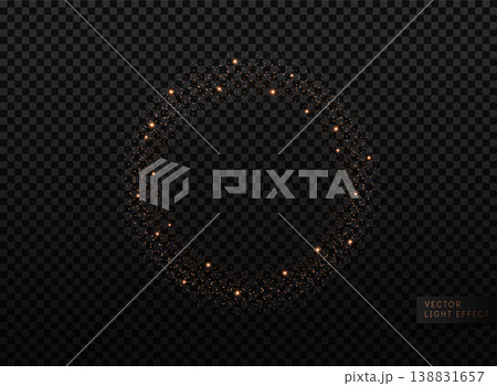 Glitter gold background with dazzling lights. Sequins pattern on a transparent backdrop. 138831657