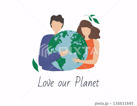 World environment day poster. Love our planet card. Flat cartoon colorful vector illustration. World environment day poster. Love our planet card. Flat cartoon colorful vector illustration. 138831695