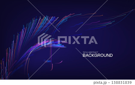 Abstract future ai background with blue big data and digital dots for tech and technology science presentation. Line cyber business network 3d backdrop. Connection graphic design. 138831839