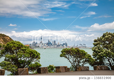 Auckland skyline across harbor with Sky Tower Auckland skyline across harbor with Sky Tower 138831900