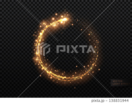 Transparent Golden Glow light effect. Copper lights effects. Sparkle and glitter. Vector illustration. 138831944