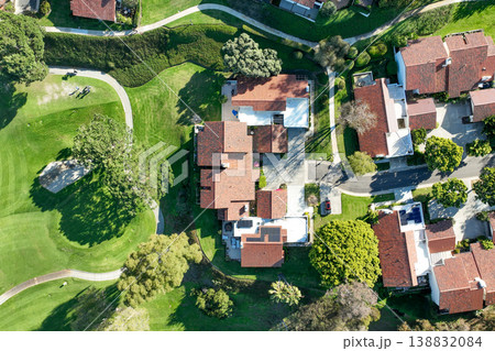 Aerial vierw over a golf course in Solana Beach, San Diego, California 138832084
