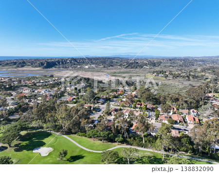 Aerial vierw over a golf course in Solana Beach, San Diego, California Aerial vierw over a golf course in Solana Beach, San Diego, California 138832090