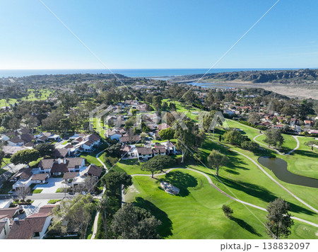 Aerial vierw over a golf course in Solana Beach, San Diego, California Aerial vierw over a golf course in Solana Beach, San Diego, California 138832097
