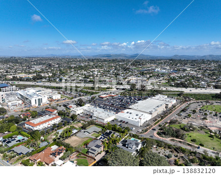 Aerial drone photo of Cardiff, West Coast of California, Encinitas, United States of America Aerial drone photo of Cardiff, West Coast of California, Encinitas, United States of America 138832120