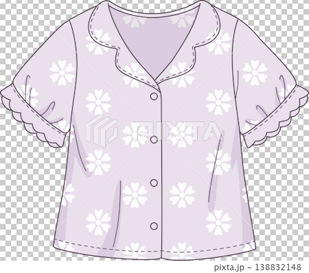 Cute Purple Floral Pajama Top Illustration, Sweet Lavender Sleepwear Shirt with Puff Sleeves and Flower Pattern, Comfort Lounge Apparel Cute Purple Floral Pajama Top Illustration, Sweet Lavender Sleepwear Shirt with Puff Sleeves and Flower Pattern, Comfort Lounge Apparel 138832148