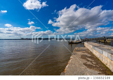 River View With Bridge Lisbon Portugal Waterfront Skyline Scene River View With Bridge Lisbon Portugal Waterfront Skyline Scene 138832189