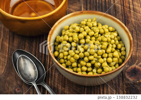 Green peas, preserved food concept. 138832232