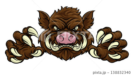 Boar Wild Hog Razorback Warthog Pig Sports Mascot Boar Wild Hog Razorback Warthog Pig Sports Mascot 138832340