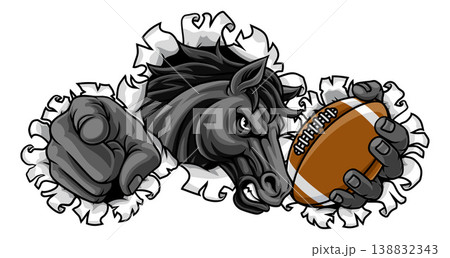 Horse Mustang Stallion Football Sports Team Mascot 138832343