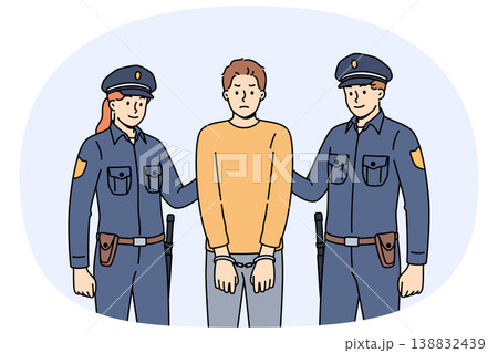 Cops in police uniforms detained and handcuffed criminal for disrespecting detectives Cops in police uniforms detained and handcuffed criminal for disrespecting detectives 138832439