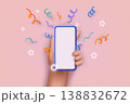 Mobile smart phone with celebratory confetti flying around. Winner concept. 3D Web Vector Illustrations. 138832672