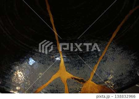 kintsugi gold repaired ceramic bowl detail kintsugi gold repaired ceramic bowl detail 138832966