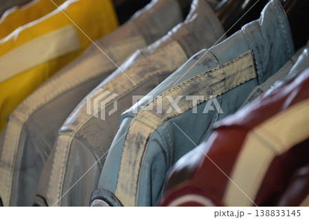 biker leather jackets detail close up biker leather jackets detail close up 138833145