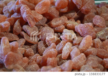 Strawberry candied fruit detail close up Strawberry candied fruit detail close up 138833177