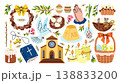 Colorful Easter set of illustrations and stickers. Christian celebrations of the resurrection, Easter, Palm Sunday, religious symbols, church tradition and spring season. Cute seasonal designs. Colorful Easter set of illustrations and stickers. Christian celebrations of the resurrection, Easter, Palm Sunday, religious symbols, church tradition and spring season. Cute seasonal designs. 138833200