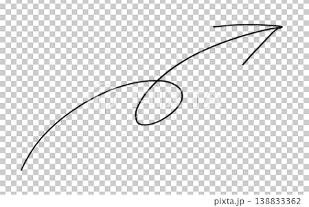 Hand-drawn arrow material with a curve drawn in pencil 138833362