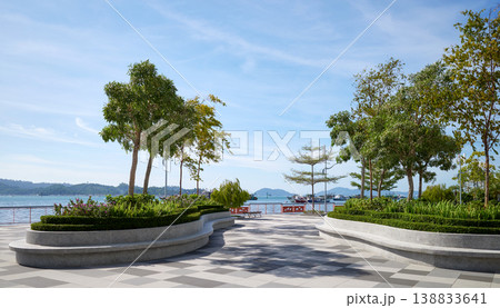 View of the waterfront in Kota Kinabalu, Sabah, Malaysia. 138833641
