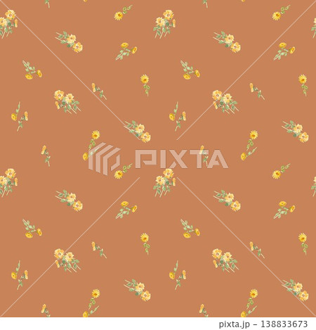 Scandinavian Minimal Floral Seamless Pattern Watercolor Sunflower Warm Earthy Background Nordic Design Scandinavian Minimal Floral Seamless Pattern Watercolor Sunflower Warm Earthy Background Nordic Design 138833673