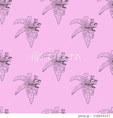 Lilyl ink graphic flowers seamless pattern 138834257