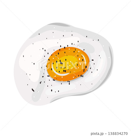 Vibrant yellow fried egg with pepper Vibrant yellow fried egg with pepper 138834270