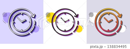 Time change line icon. Halftone dotted pattern. Gradient icon with grain shadow. Clock sign. Watch symbol. Line time change icon. Various designs. Vector Time change line icon. Halftone dotted pattern. Gradient icon with grain shadow. Clock sign. Watch symbol. Line time change icon. Various designs. Vector 138834495
