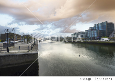 Panoramic view of the city on the River Liffey in Dublin, Ireland 138834674