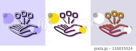 Consolidation line icon. Halftone dotted pattern. Gradient icon with grain shadow. Business strategy sign. Line consolidation icon. Various designs. Vector 138835024