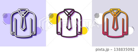 Shirt line icon. Halftone dotted pattern. Gradient icon with grain shadow. Male dress shirt sign. Business wear symbol. Line shirt icon. Various designs. Vector 138835092