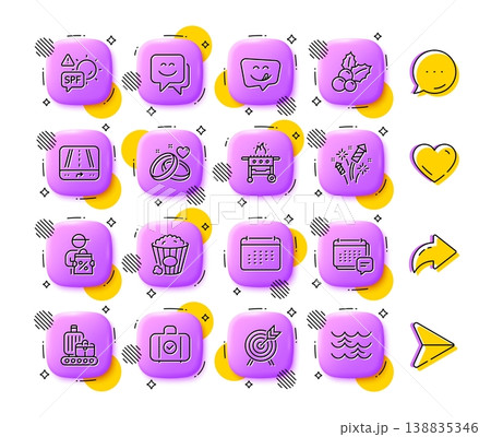 Smile face, Gas grill and Yummy smile line icons. App 3d buttons. Social media comment, share, like icons. Pack of Delivery discount, Baggage belt, Marriage rings icon. Vector Smile face, Gas grill and Yummy smile line icons. App 3d buttons. Social media comment, share, like icons. Pack of Delivery discount, Baggage belt, Marriage rings icon. Vector 138835346