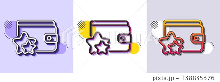 Loyalty program line icon. Halftone dotted pattern. Gradient icon with grain shadow. Bonus points. Discount wallet symbol. Line loyalty program icon. Various designs. Vector 138835376