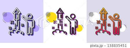 Fireworks line icon. Halftone dotted pattern. Gradient icon with grain shadow. Christmas or New year rocket sign. Pyrotechnic symbol. Line fireworks icon. Various designs. Vector Fireworks line icon. Halftone dotted pattern. Gradient icon with grain shadow. Christmas or New year rocket sign. Pyrotechnic symbol. Line fireworks icon. Various designs. Vector 138835451