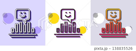 Smile chart line icon. Halftone dotted pattern. Gradient icon with grain shadow. Positive feedback rating sign. Customer satisfaction symbol. Line smile icon. Various designs. Vector Smile chart line icon. Halftone dotted pattern. Gradient icon with grain shadow. Positive feedback rating sign. Customer satisfaction symbol. Line smile icon. Various designs. Vector 138835526