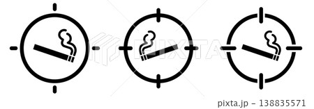 Cigarette icon in target crosshair. Focus on / targeting smoking concept Cigarette icon in target crosshair. Focus on / targeting smoking concept 138835571