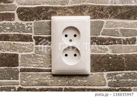 Dual power socket connecting electrical appliances home energy wall house 138835947
