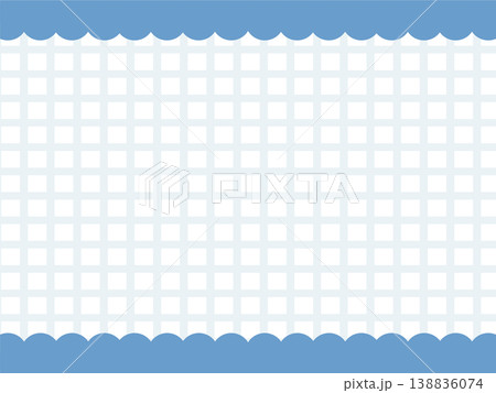 チェック柄とスカラップ飾りの背景素材 138836074