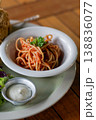 Spaghetti with Tomato Sauce Close Up Food Detail 138836077