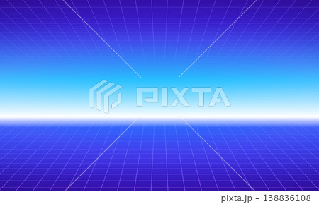 Neon retro futuristic background with glowing purple grid horizon perspective cyberpunk synthwave Neon retro futuristic background with glowing purple grid horizon perspective cyberpunk synthwave 138836108