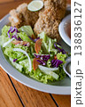 Fresh Salad with Fried Chicken Close Up Food Detail 138836127
