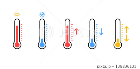 Thermometer temperature weather sun cold logo indicator hot snowflake illustration. Control warm 138836133