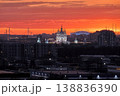 Smolny Cathedral and Gazprom Arena, Saint Petersburg sunset skyline 138836390